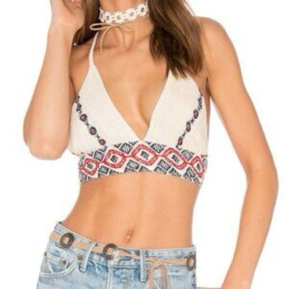 Raga Revolve Amalia Bralette in White Red Blue Win Women’s Size Medium NEW
